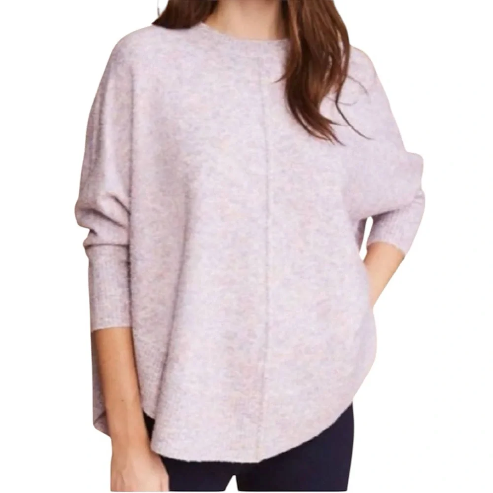 Lou & Gray for Loft Marled Poncho Sweater in purple frost heather, Large - Picture 10 of 10